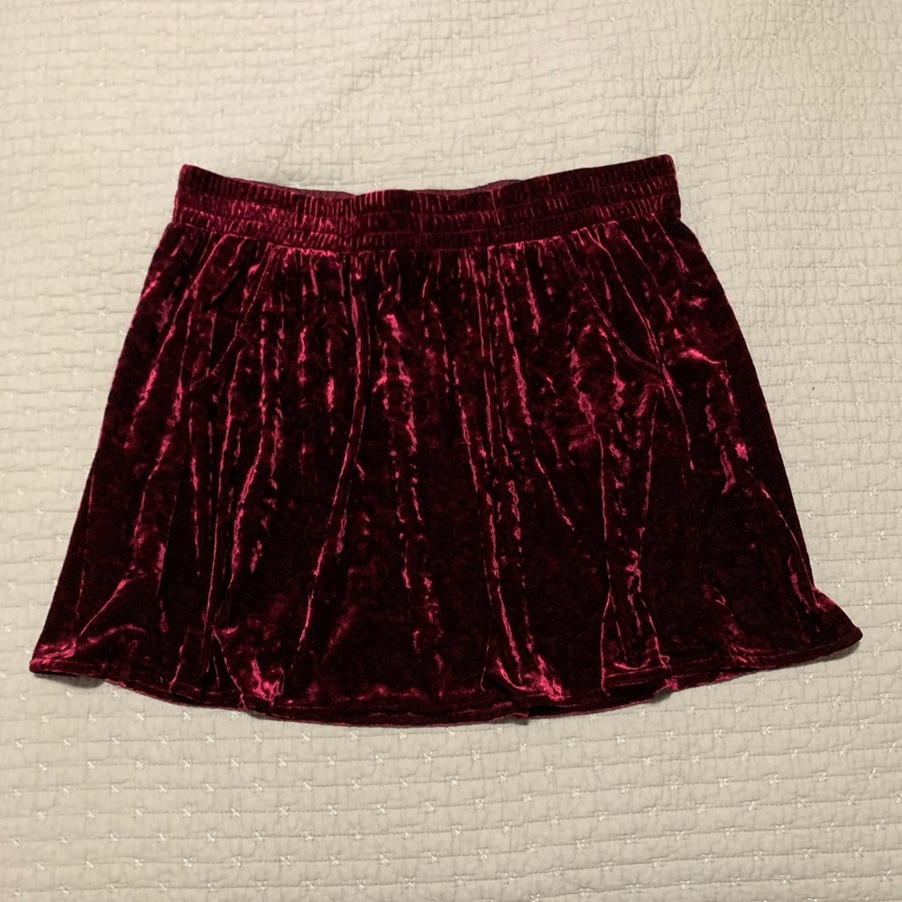 Burgundy Crushed Velvet Skirt